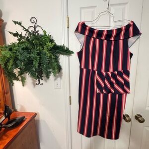 Striped Multicolor off Shoulder Dress